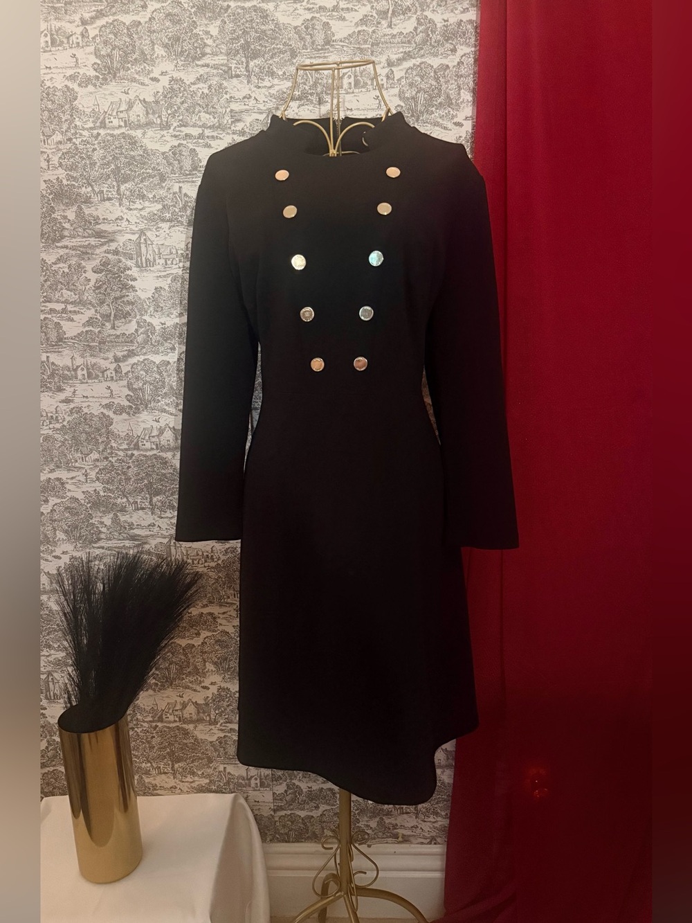 Tommy Hilfiger Black Military Style Coat Dress Size 14 | Midnight at the Mansion